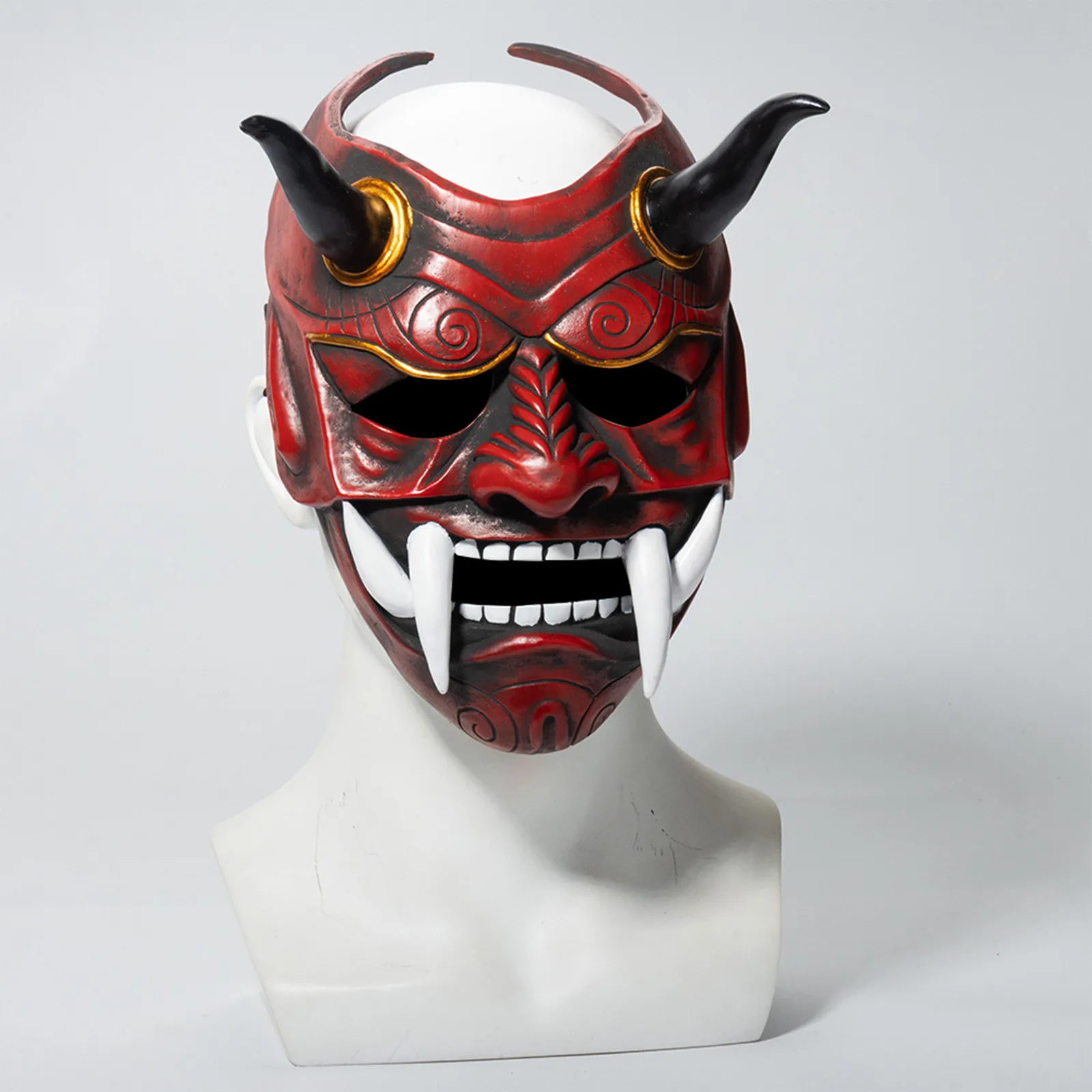 Hannya Dämonenmaske Japanischer Oni Samurai Noh Kabuki Prajna Latexmasken Evil De-mon Mon-ster Vollgesichtsmaske für Männer – Detail 8