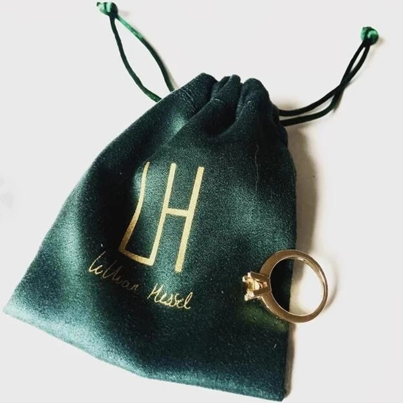 20 Custom Dark Green Bags Personalized Logo,Drawstring Bags Jewellery Packaging Premium Cotton Flannel Chic Wedding Favor Bags