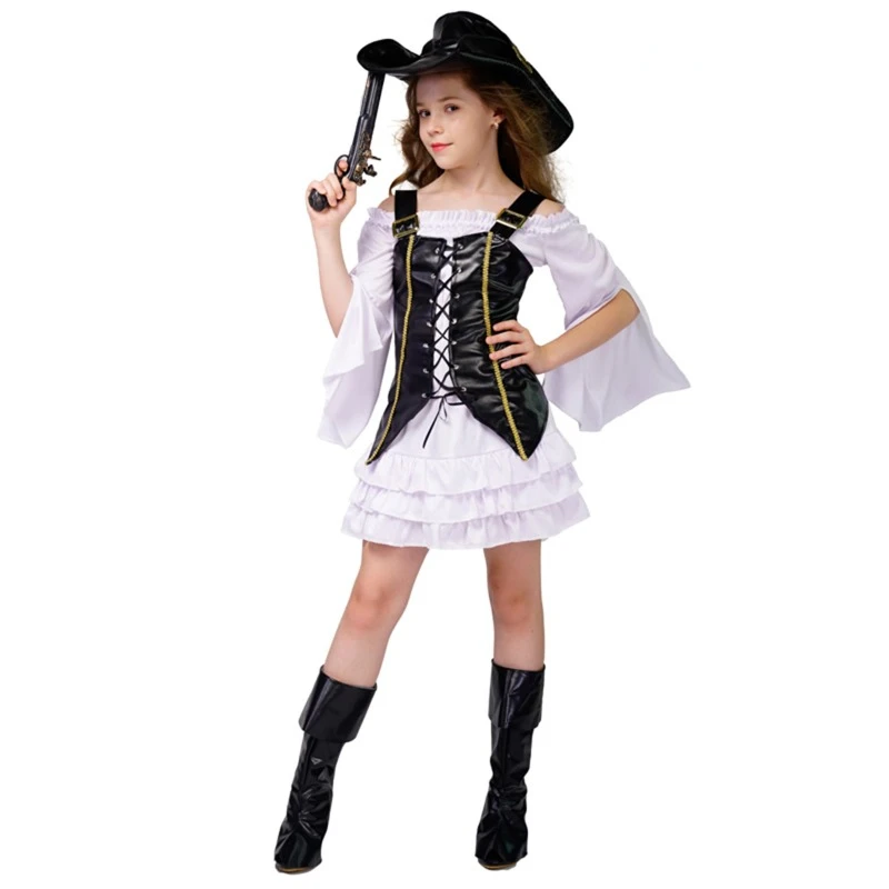 Halloween Girl Pirate Party Costume Cosplay Children\'s Girl Pirate Role Playing Costume Performance Costume  Halloween Costume