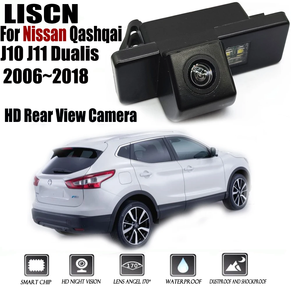 Caméra de recul pour Nissan Qashqai J10 J11 Dualis 2006 ~ 2018, vision  nocturne CCD, recul de plaque d'immatriculation - AliExpress