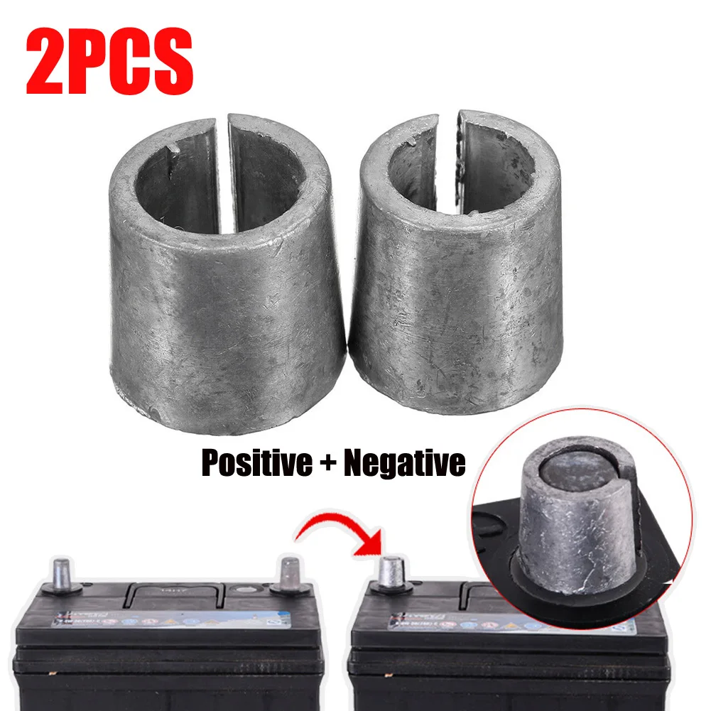 2/4Pcs Car Battery Terminal Converters Post Adaptors Sleeves Battery Negative Terminal Adapter Positive Post Shim Lead Converter