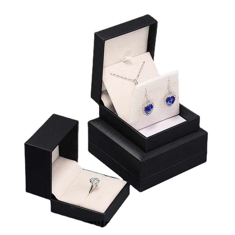 

High-grade Brushed PU Leather Jewelry Box Earrings Studs Brooch Box Badge Necklace Box Earring Pendant Set Packaging Box