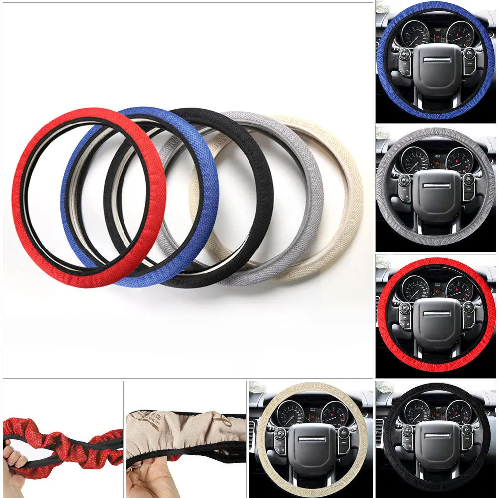 Coprivolante per auto, universale, in microfibra PU, elastico, 15 pollici, colore antiscivolo, protezione del volante, accessorio per la protezione degli interni dell'auto, per uomini e donne (nero e