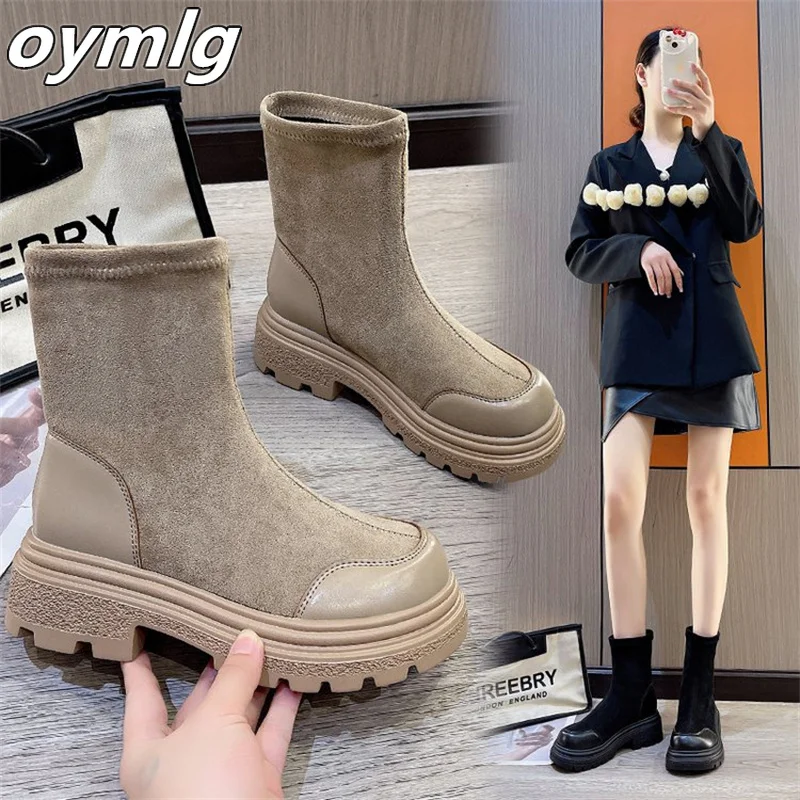 

Fashion Elastic Boots for Women 2023 New Vintage Versatile Slim Thick Heel Short Heel High Heel Slim Boots heels women