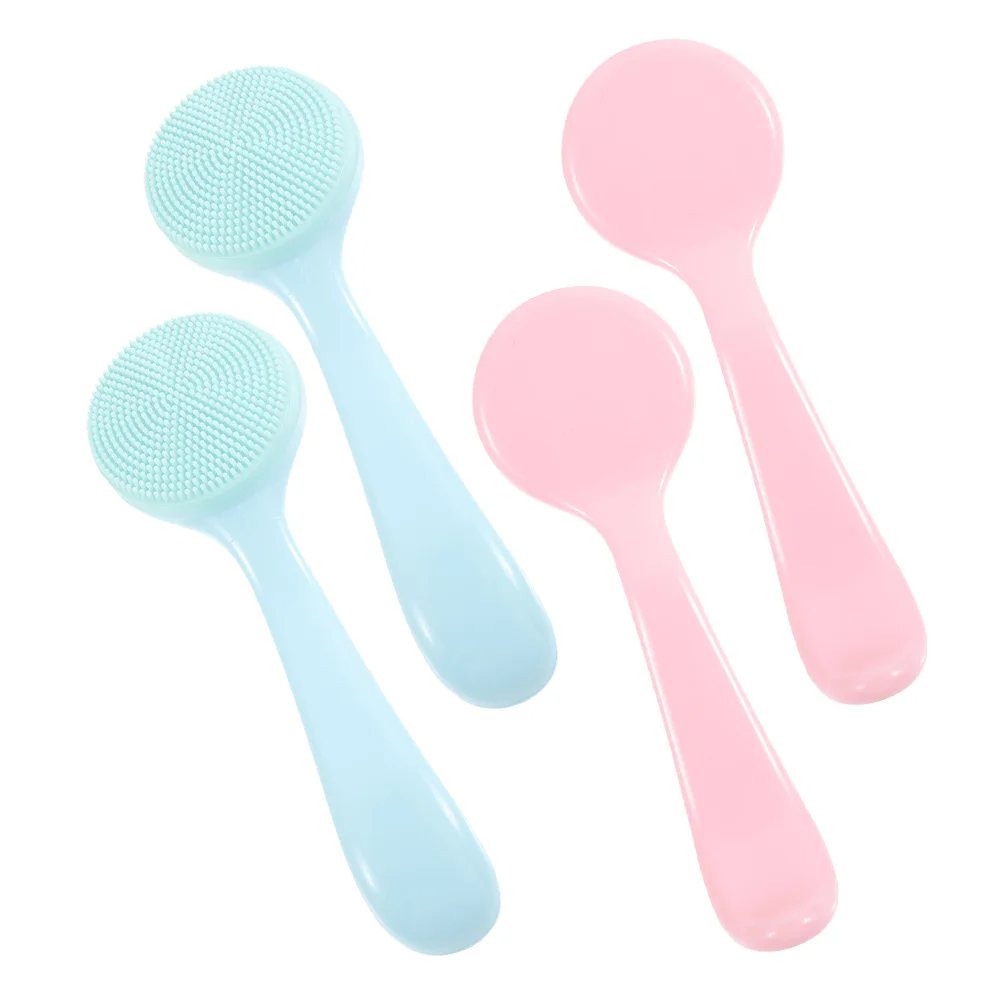 

4 Pcs Face Brush Scrubber Wash Facial Silica Gel Silicone Cleansing for Blackhead