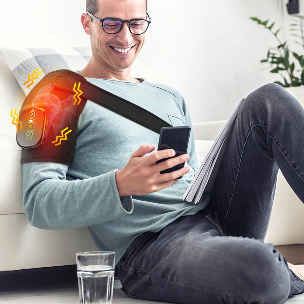 Vibration Massage Knee Pad Heating Support Belt 3-In-1 Shoulder Knee Elbow Calf Fatigue Relief Hot Compress Machine Massager Pad