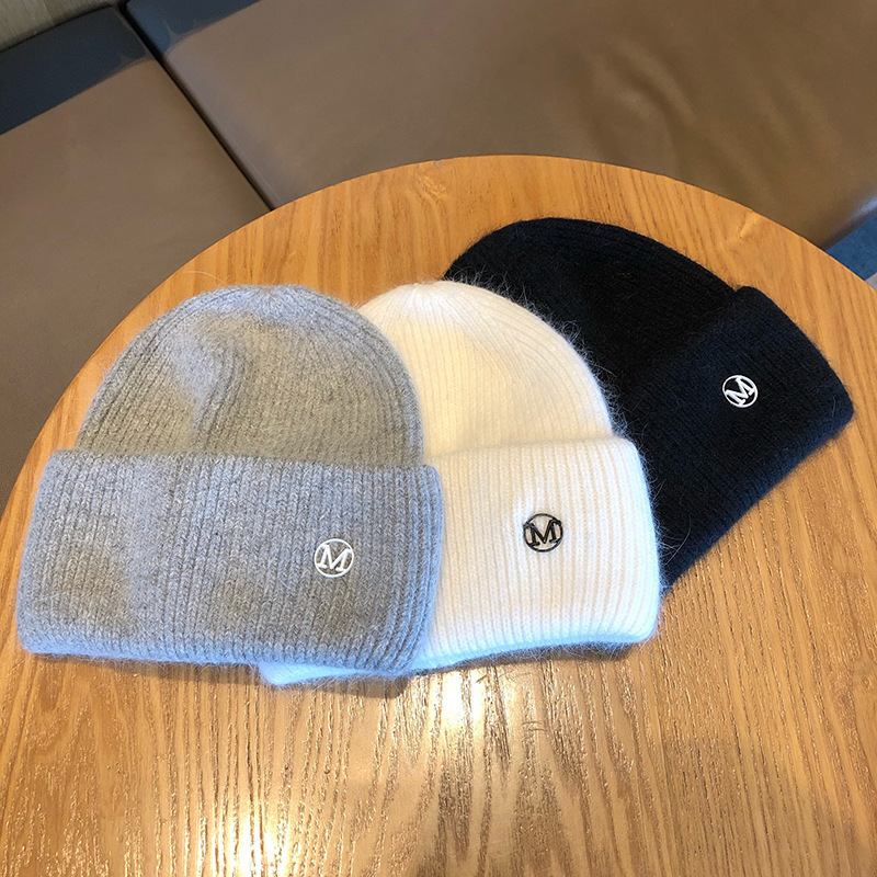 Autumn and Winter M Standard Rabbit Fur Warm Plush Thick Knitted Hat Korean Version Couple Cotton Hat says Soft and Comfortable