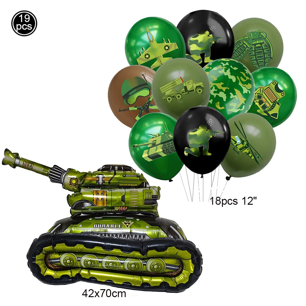 Military-Themed Camouflage Balloon Decorations for Boys' Birthday Party Supplies