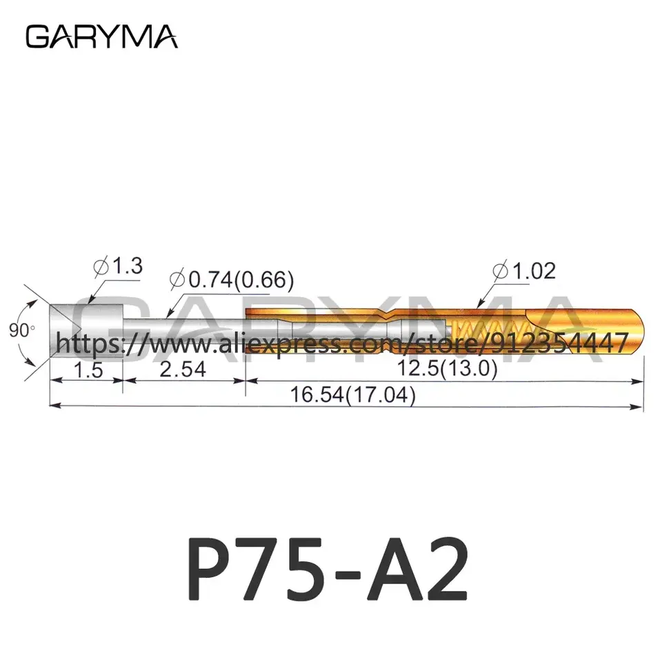 100Pcs P75-A2 P75-B1 P75-1D P75-D2 P75-D3 P75-E2 P75-E3 P75-F1 P75-G2 R75-1S R75-2S 3S Spring Test Probes Pogo Pins Receptacle image 3