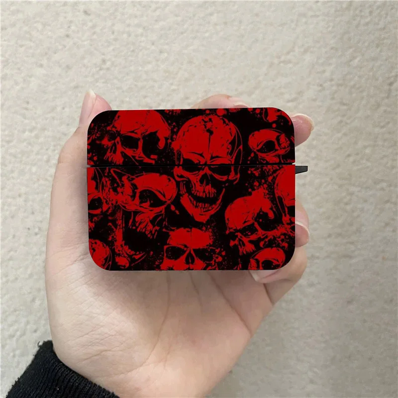 Black Skull Design Wireless Earphone Protective Case