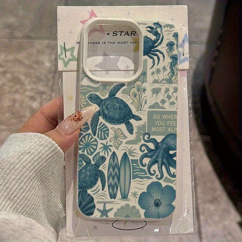 Tropical Sea Turtle Surfboard Design Phone Case - Perfect Gift Idea