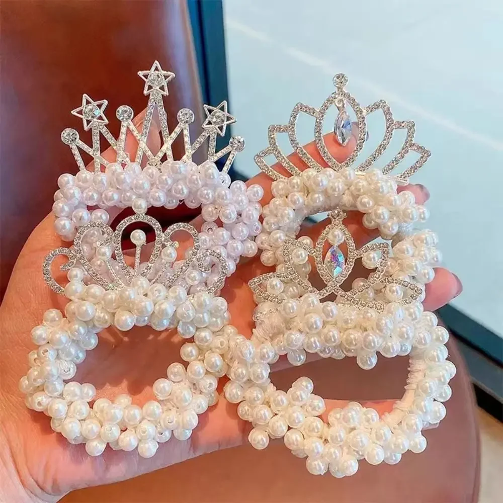 Hair Styling Accessories Princess Crown Hair Rope Bundled Kids Ornaments Elastic Bands Hair Ties Pearl Hairband