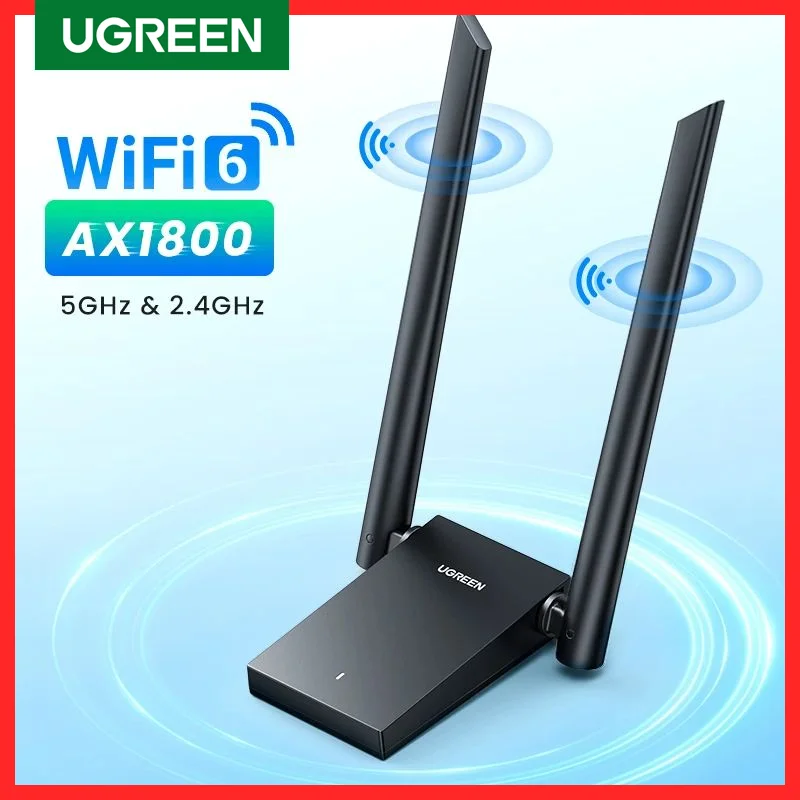 UGREEN Adapter WiFi AX1800 WiFi6 usb3. 0 5G i 2.4G Dual-antena USB WiFi dla PC Laptop Wifi antena USB sieć odbiornika Ethernet