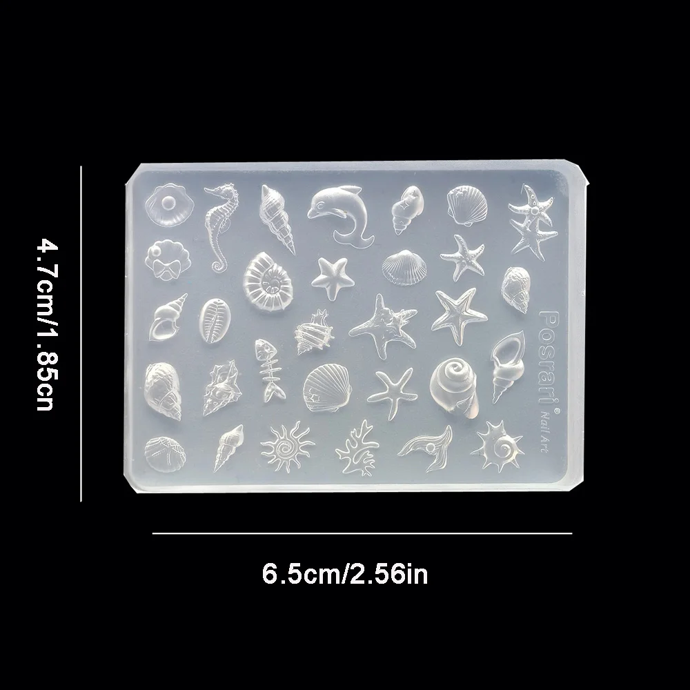 심장, 별, 오각별, 여름 불가사리 네일 아트용 3D 실리콘 몰드, 장 DIY 투명 매니큐어 템플릿