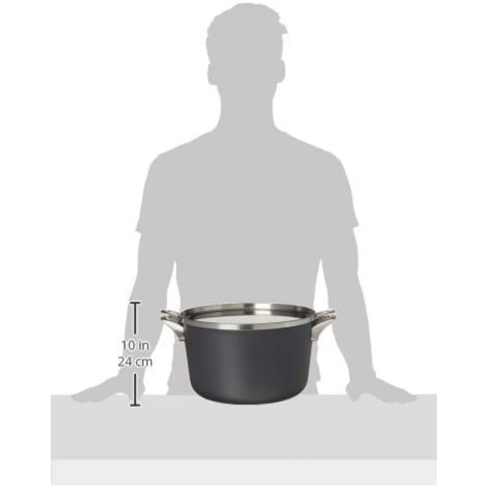 Premier Space-Saving Hard-Anodized Nonstick 12-Quart Stock Pot with Lid