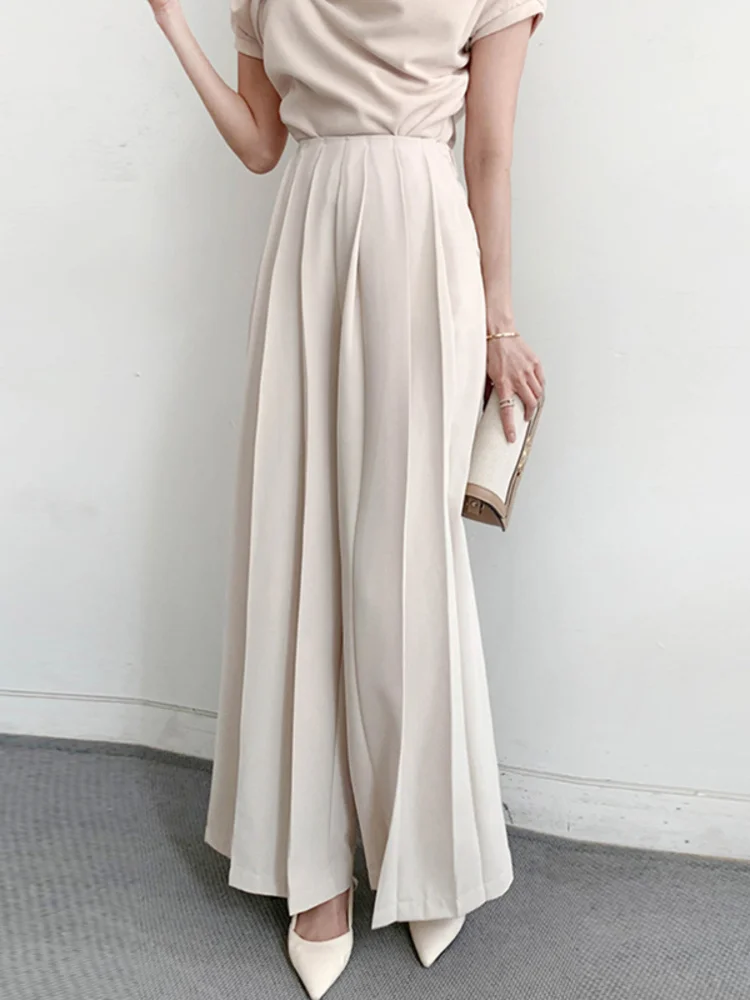 

Women Pleated Loose Causal Pants High Waist Fashion Pink Wide Leg Trousers 2023 Spring Summer New Tide Temperament Clothes Y279