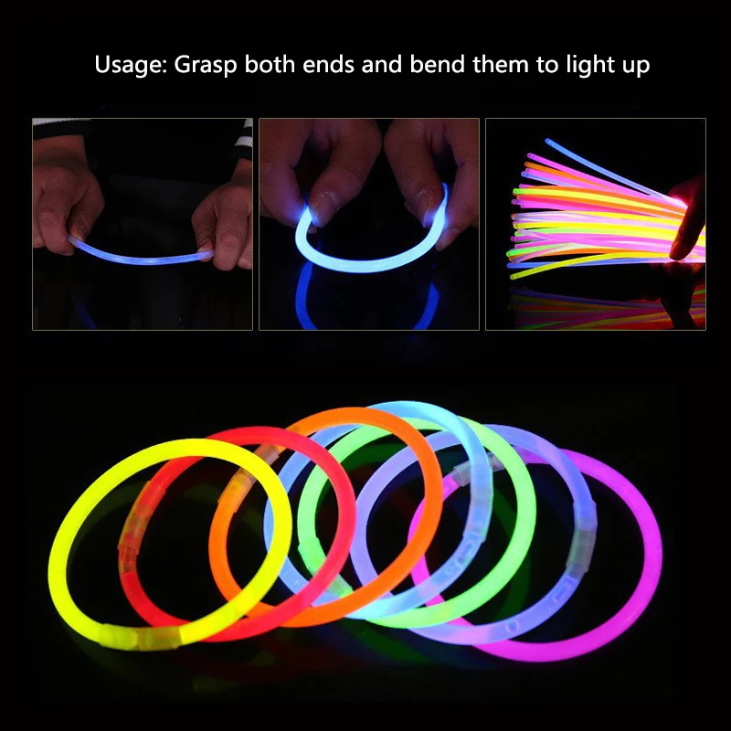 Glow Sticks Glow in the Dark Bracelet Glow Light 50/100Pcs Glow Stick Fluorescent Stick Neon Necklace Bracelets Party Light For Wedd Festive Concert Party Glow