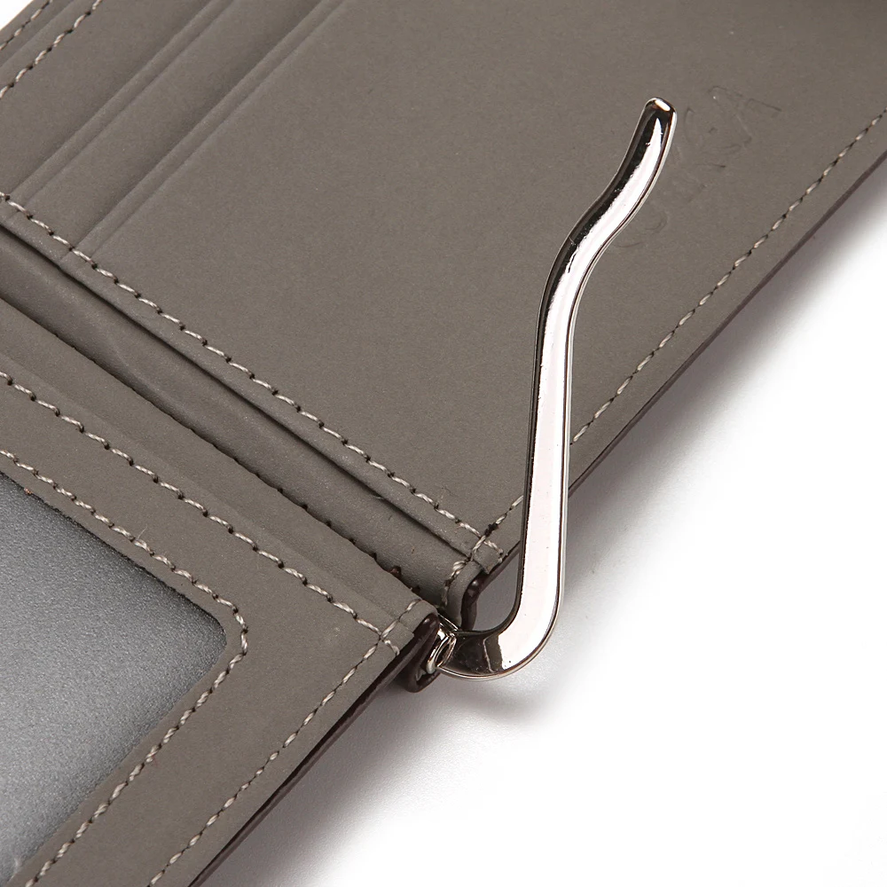 Men's Slim Wallet Money Clip Coin Holder Minimalist Cash Clip Leather Purse for Men Luxury Brand Designer Male Card Wallet Hasp synthetic leather wallet credit card holder metal money clip leather coin purse id card holder