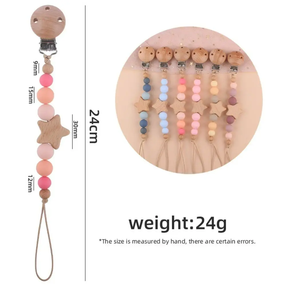 Soother Holder Nipple Holder Clips Wood Children Pacifier Holder Clips Baby Teether Toys Straps Baby Pacifier Chain Dummy Clips