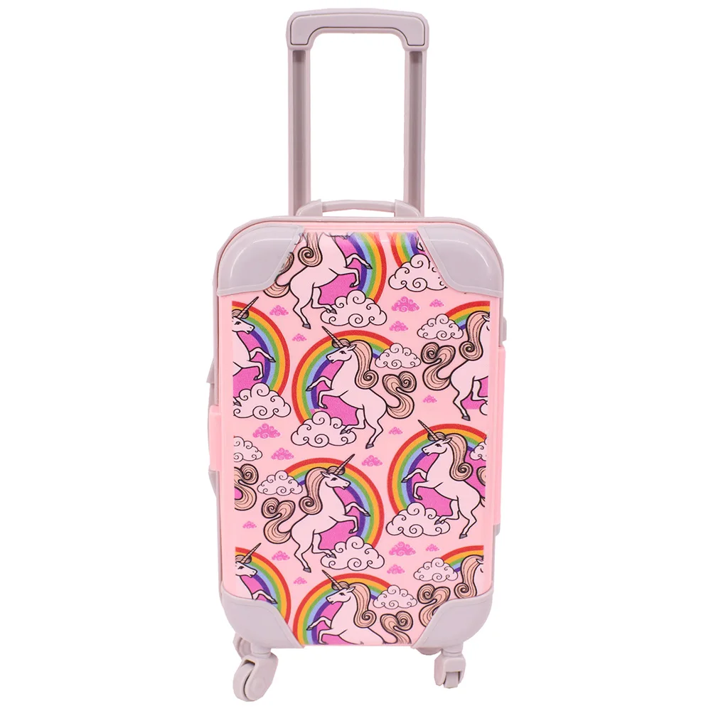 Mini Luggage Doll Accessories Suitcase Cute Anime Printing Unicorn/Cat For 30Cm Duck lalafanfan/18 inch Girl's/Paola Reina dolls 3