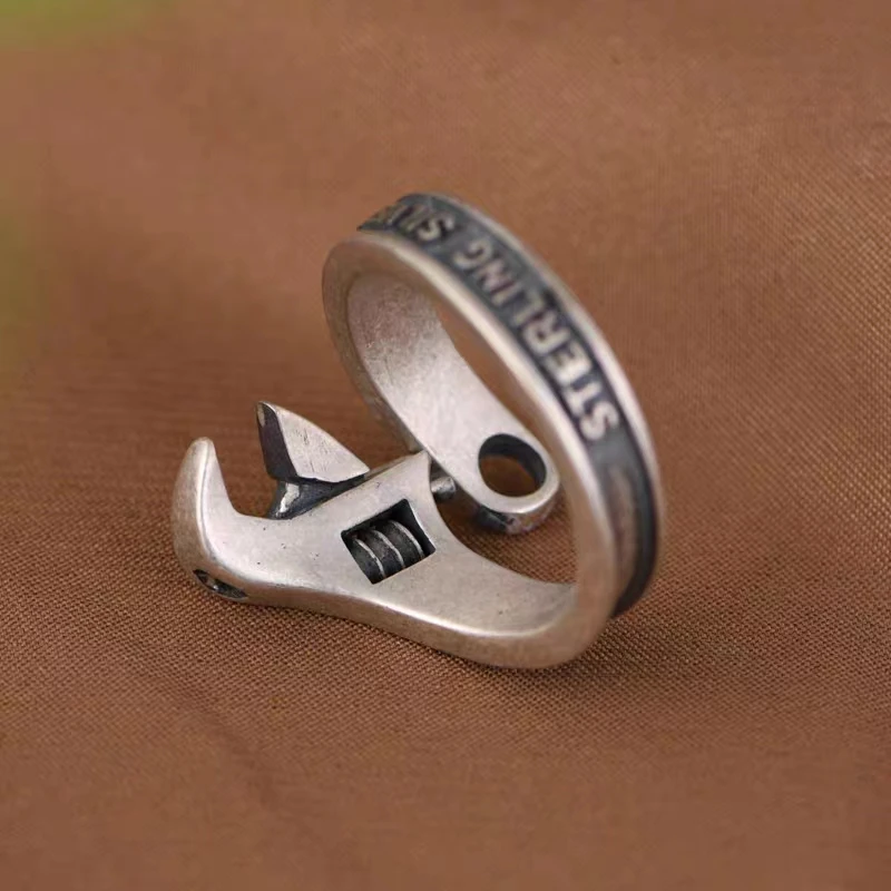 Bague ouverte plaquée argent pour homme, bijoux réglables, moto, vélo, équitation, hip hop, rock, tendance