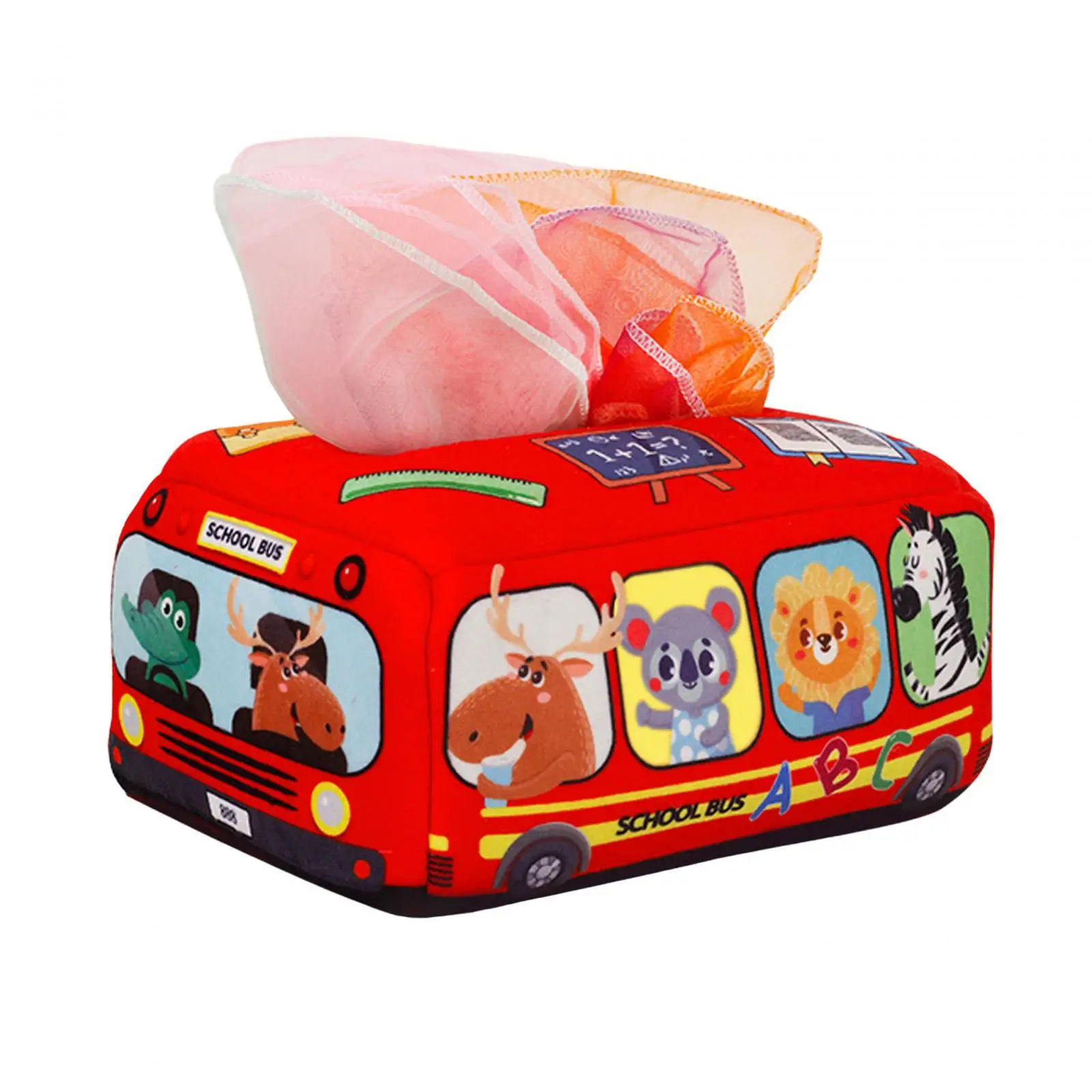 Infant Tissue Box Toy with 10 Colorful Scarves for 1-2 Year Montessori Toy