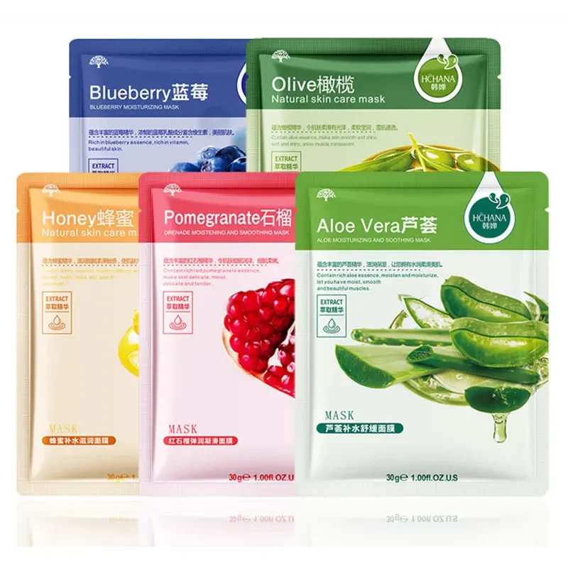 10 Pz Miele Maschera Facciale Mirtillo Melograno Aloe Pianta Alghe Maschera Facciale Idratante E Restringente Pori Cosmetici Cura Della Pelle