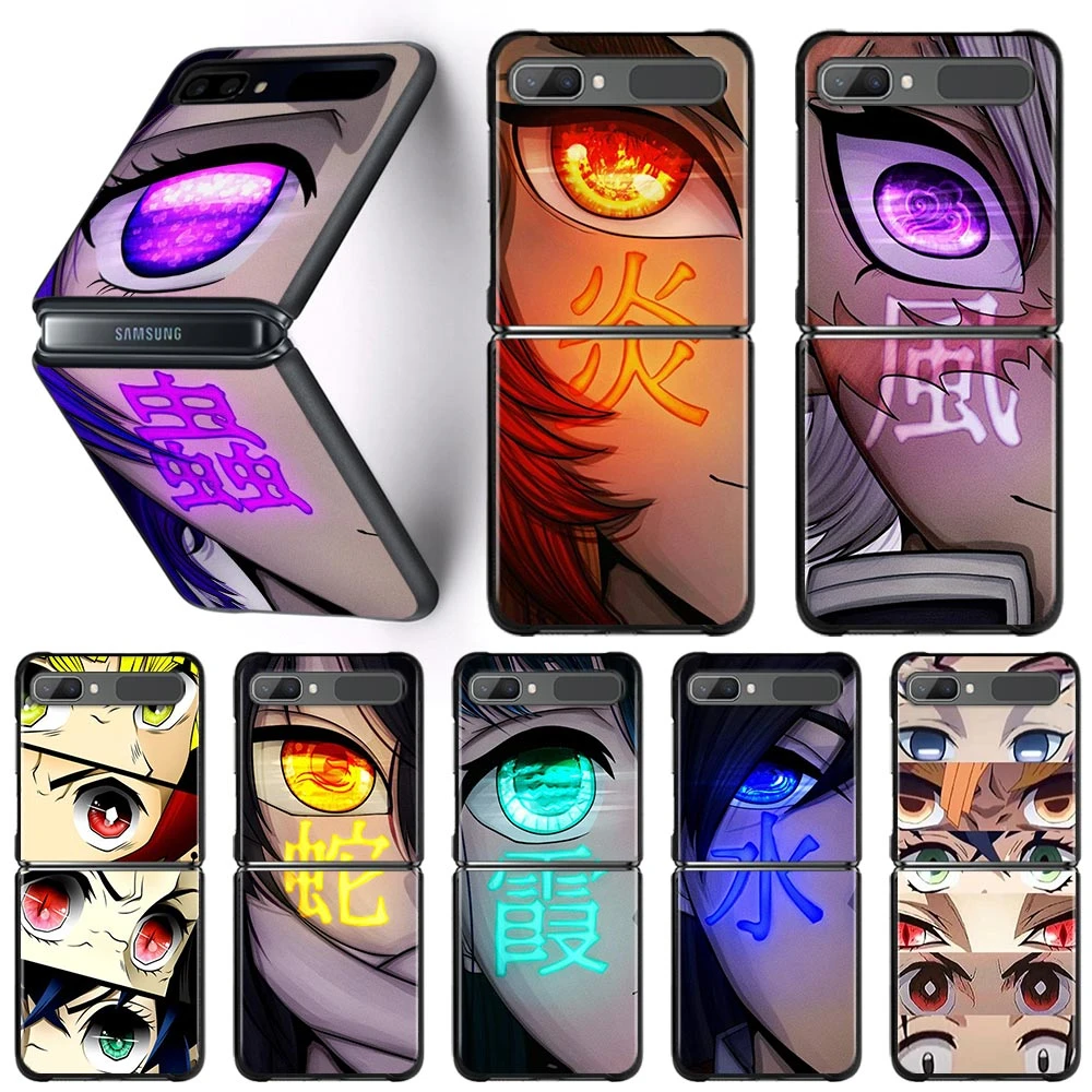 samsung flip3 case Smartphone Case For Samsung Galaxy Z Flip3 5G Z Flip 3 z flip Cover PC Shell Black Caso Hard Capa Demon Slayer Hashira Eyes galaxy z flip3 5g case