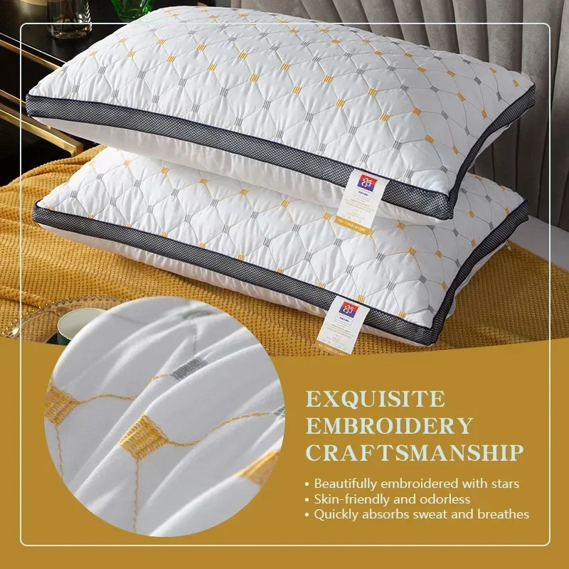Pillow case and pillow core support cervical vertebra to help sleep sleep special 3D stereo home a pair of sets 2
