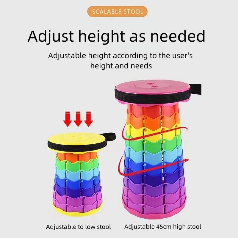Portable Telescopic Stool Travel Camping Plastic Folding Chair Picnic Seat Queuing Outdoor Retractable Beach Fis Folding Stool,Folding Chair