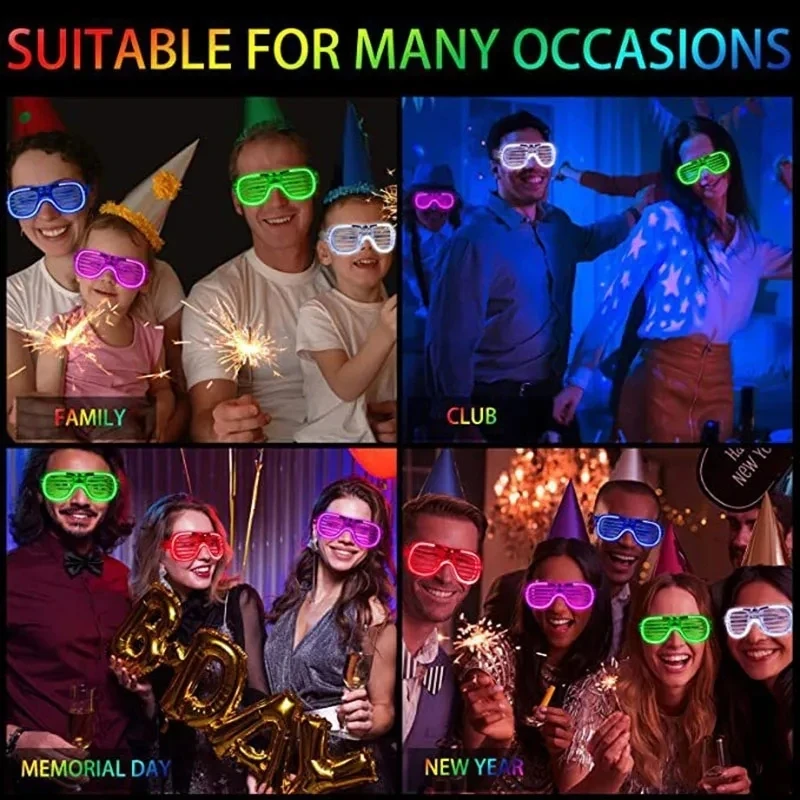 Glow Glasses LED Neon Glasses 10-50pcs 6 Neon Colors Light Up Party Glasses Glow in the Dark For Kids Adults Birthday Gifts Toys Party Favors