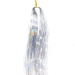 Sparkling Rainbow Hair Tinsel Extensions - Synthetic Glitter Strands for Girls’ Headwear Decor (Silver (color))