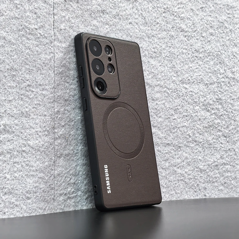 Litchi Pattern PU Leather Magnetic Phone Case with MagSafe Compatibility