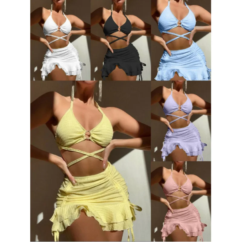 Processing Customization Swimsuit New Lady Sexy Three-Piece Set Beach Swimsuitbikini
