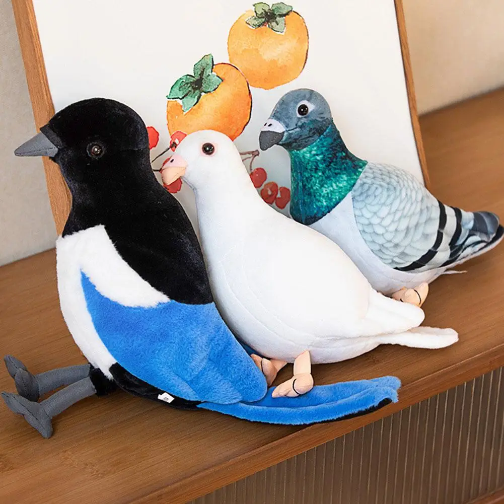 Plush Toy Plush Doll Toy Plush Doll Doll Toy Realistic Pigeon Plush Toys Soft Lifelike Grey And White Pigeons Birds Stuffed Animal Toy Collection And Gifts