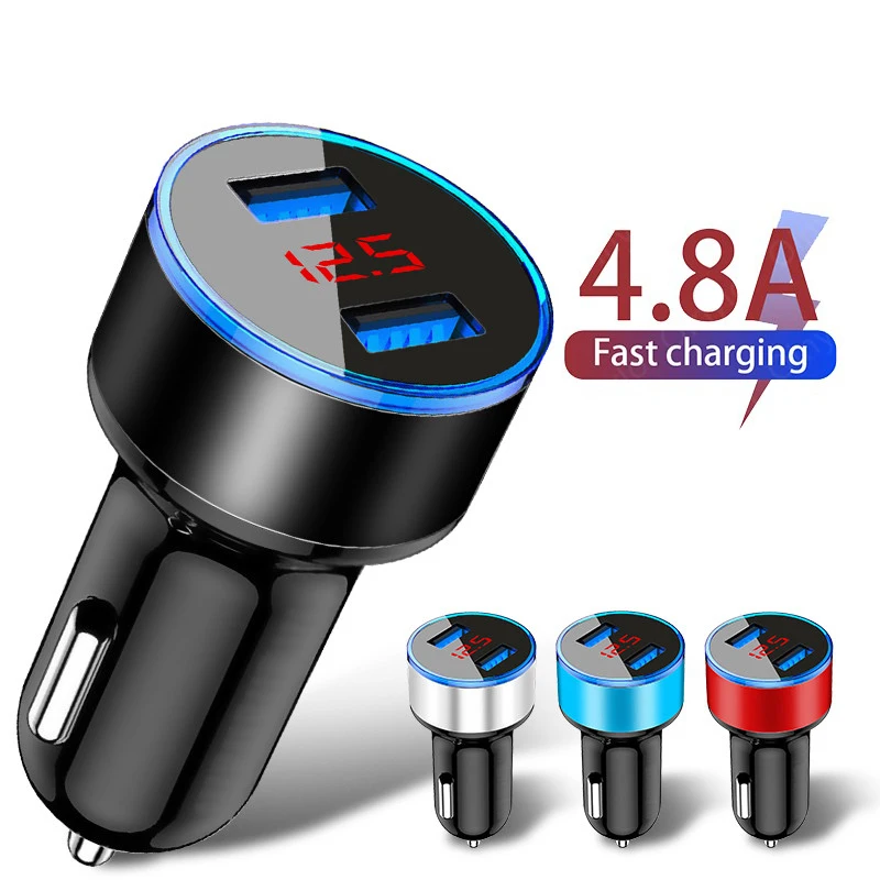 4.8A LED Display USB Phone Charger Car-Charger for Xiaomi Samsung For iPhone 12 11 Pro 7 8 Plus Mobile Adapter Car |