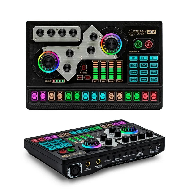 OTG USB-C 사운드 카드 XLR 입력 48V 팬텀 파워 오디오 믹서 (팟캐스팅, 라이브 스트리밍, PC, 휴대폰용) 신제품