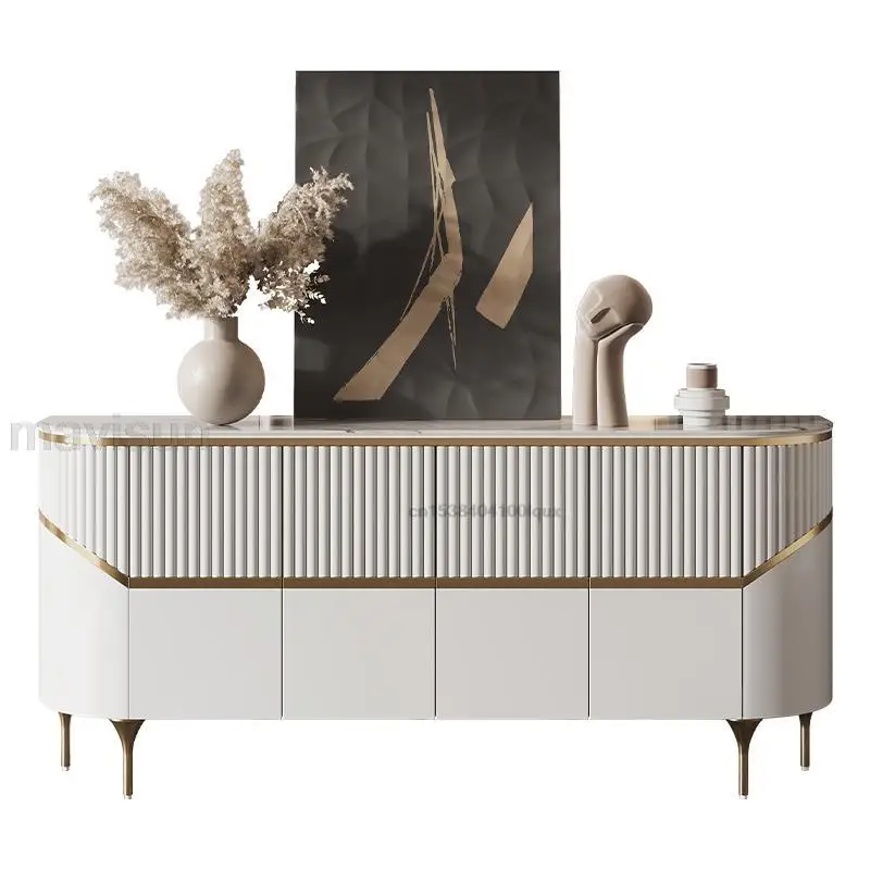Auxiliary Furniture Display Cabinet Italian Design Vintage White Marble Sideboard For Kitchen Large 2m Dining Cupboard