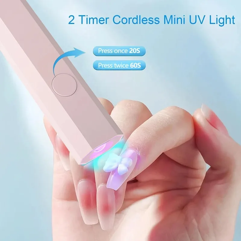Portable UV/LED Nail Lamp - Handheld Cordless Gel Polish Dryer for Fast 60s Curing, Mini Manicure Light for Home & Travel Use