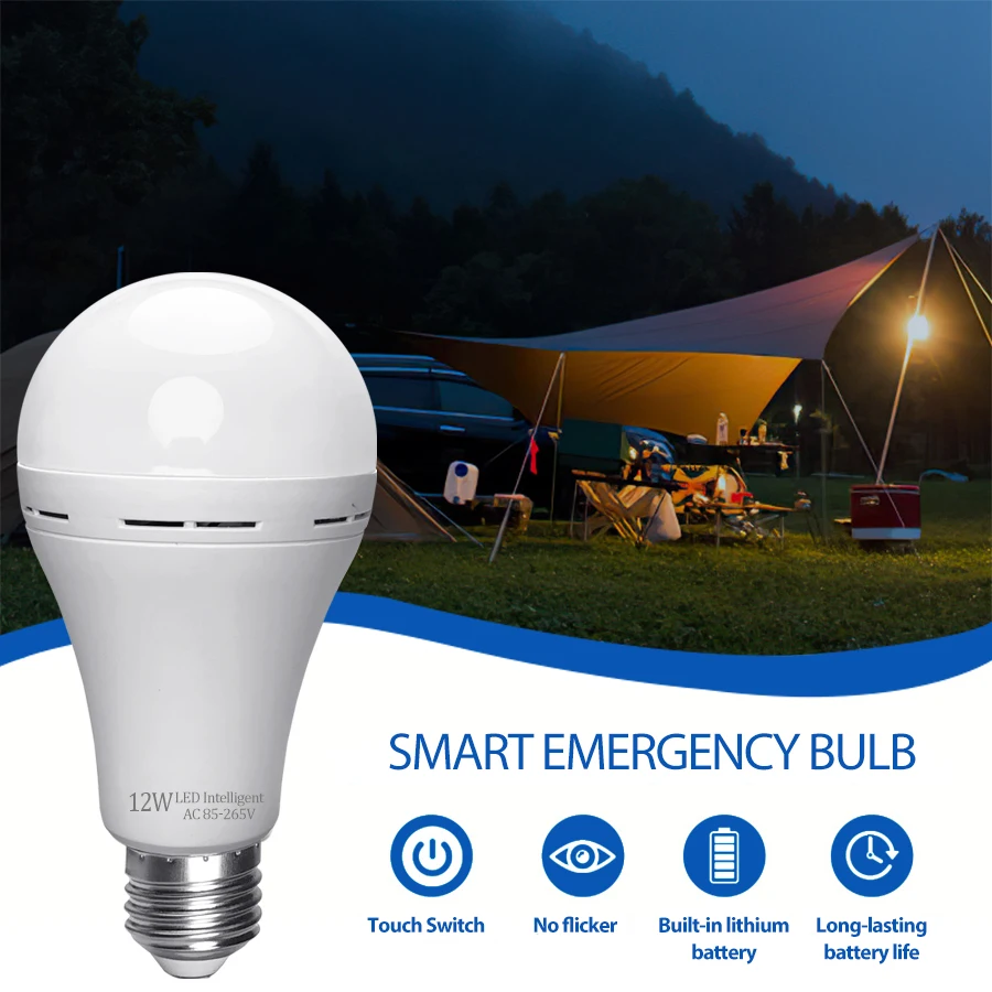 LED 충전식 전구 고휘도 7W 9W 12W 15W 비상용 LED 램프 전구, 야외 캠핑, 가정용 정전, 현관등으로 사용 가능
