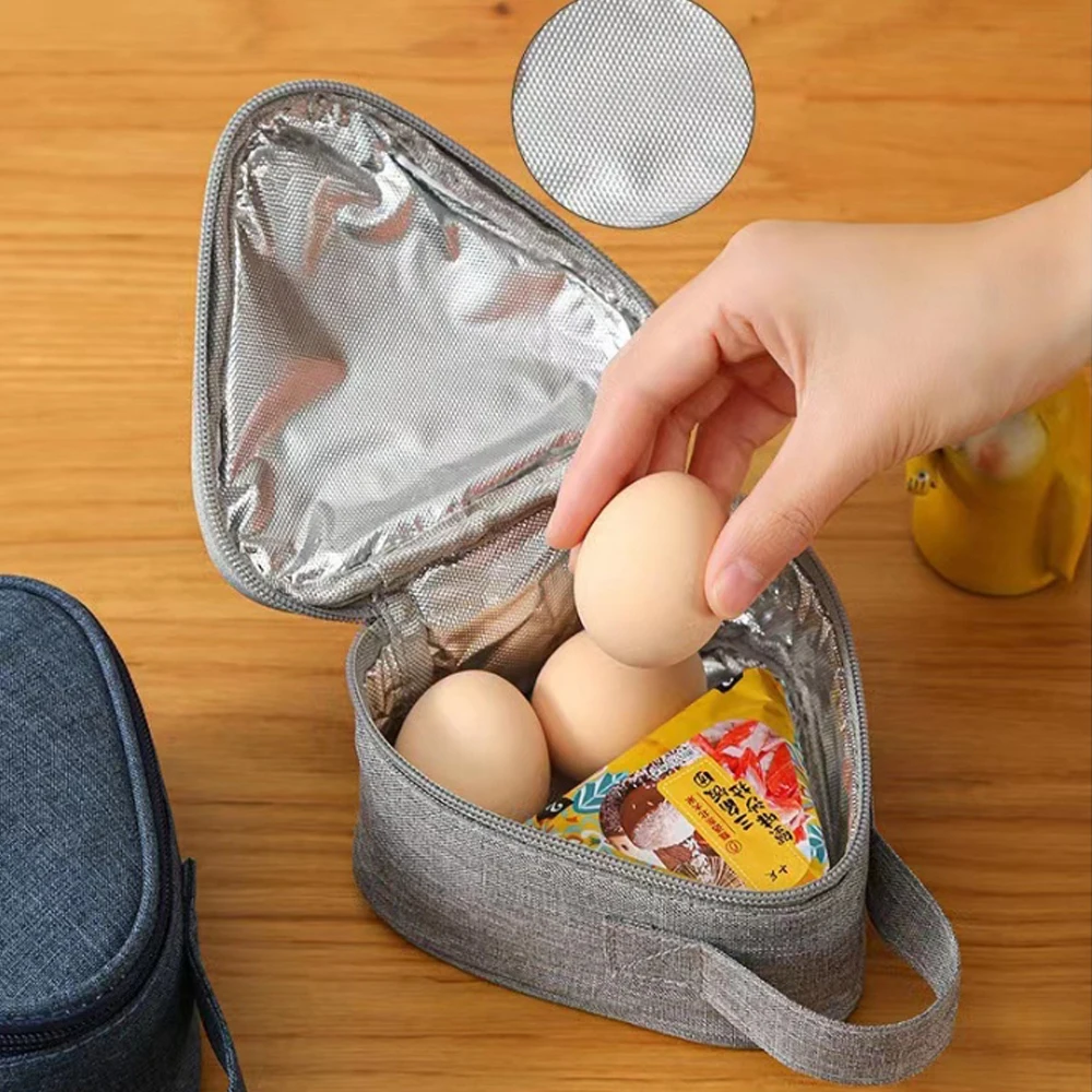 New Portable Triangular Insulation Bag Mini Aluminum Foil Student Rice Ball Bag Cute Portable Lunch Box Outdoor Lunch Bag