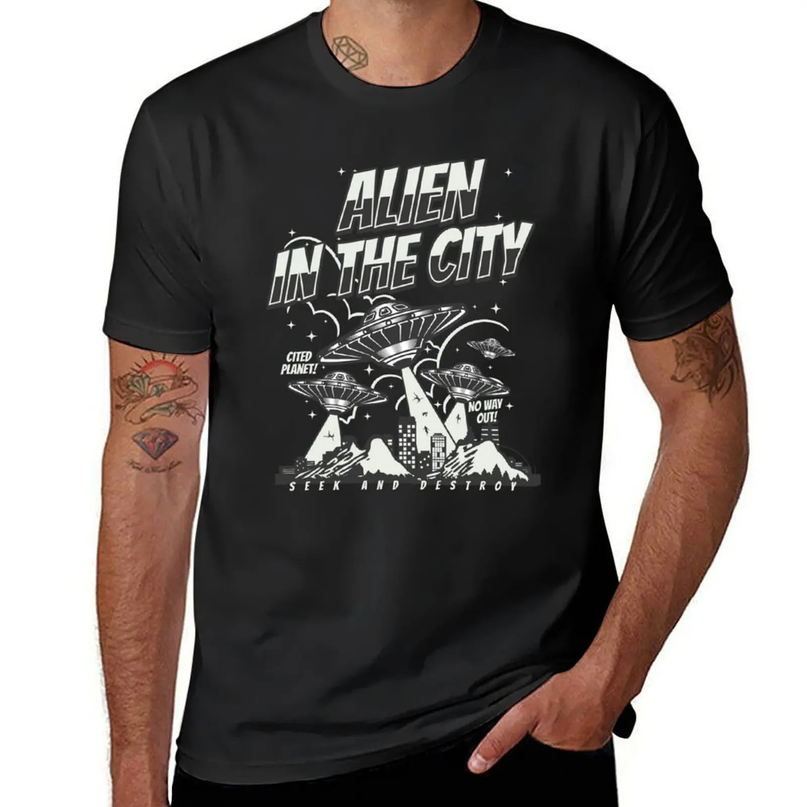 

Alien in the city T-Shirt summer top boys animal print plus size tops clothes for men