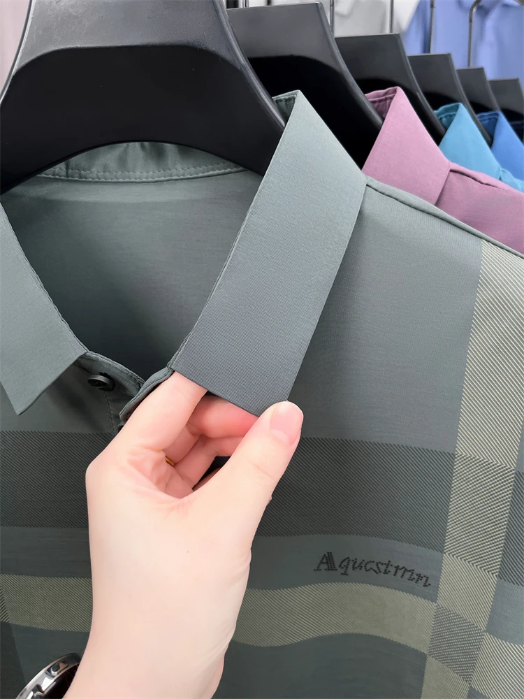 Summer High-end Luxury Men's Polo Shirt Lapel Stripe Print Short-sleeve Seamless T-shirt British Business Fashion Top Men's Wear 25 S0cd5ca9ce1ad44668d0e8dbb73e56688D