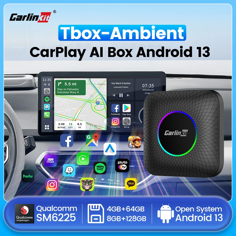 2025 CarlinKit 3 In 1 Android 13 Mini CarPlay Ai Box Android Auto Wireless CarPlay Box QCM6125 6225 8-Core For Wired AA CP Cars 1
