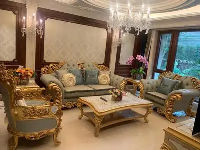 European royal dining table set 6 seater luxury dining table solid wooden table and chair French dining room furniture