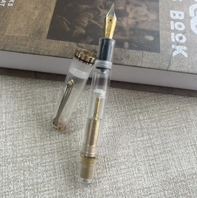 ADMOK M800 피스톤 만년필 투명 아크릴 BOCK Schmidt No.6 펜촉 부드러운 쓰기 펜 사무실 학교 용품 선물