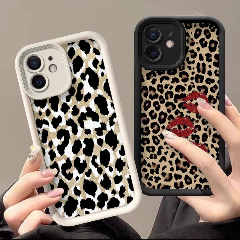 Stylish Retro Black Zebra & Leopard Print Shockproof Silicone Phone Case