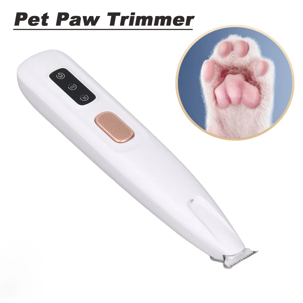 Dog Paw Hair Trimmer Pet Paw Trimmer with LED Light Efficient Low Noise Rechargeable Electric Dog Hair Clipper for Pets