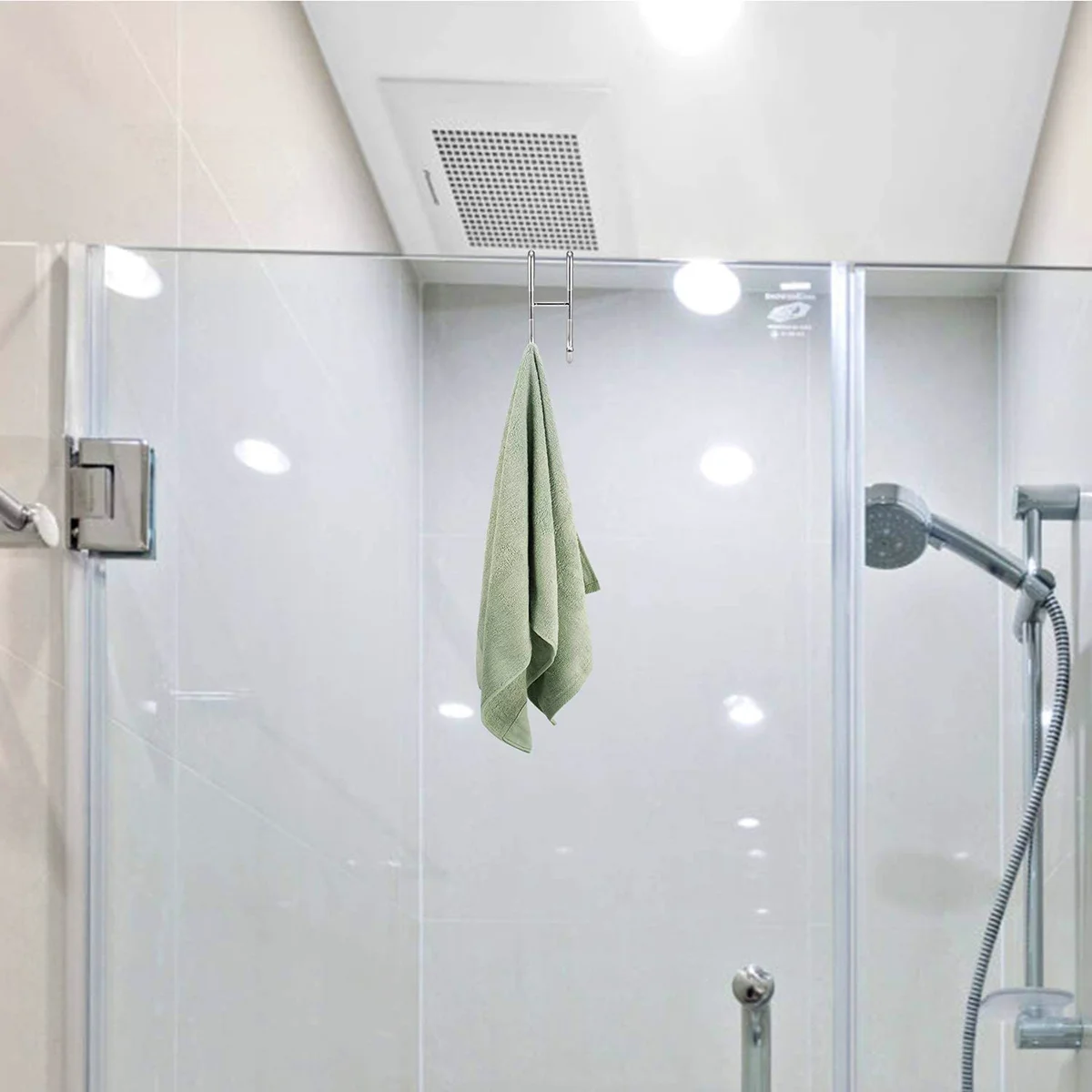 2 Pcs Heavy Duty Clothes Rack Door Hanger Glass Over Hook Shape Stainless Steel Double