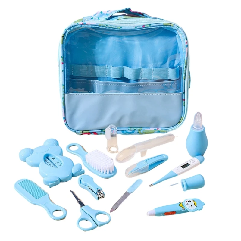 13Pcs Baby Health Care Kit unghie per neonati Trimmer pettine per capelli spazzola per toelettatura mangiatoia per neonati prodotti essenziali per la cura dei bambini